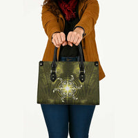 New Zealand Matariki Hiwaiterangi Leather Bag Maori Moko Yellow Galaxy