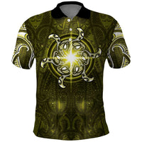 New Zealand Matariki Hiwaiterangi Polo Shirt Maori Moko Yellow Galaxy LT05 Yellow - Polynesian Pride