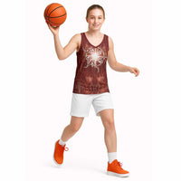 New Zealand Matariki Pohutukawa Basketball Jersey Maori Moko Red Galaxy