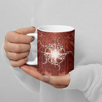 New Zealand Matariki Pohutukawa Ceramic Mug Maori Moko Red Galaxy