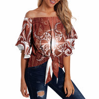 New Zealand Matariki Pohutukawa Off Shoulder Wrap Waist Top Maori Moko Red Galaxy LT05 - Polynesian Pride