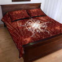 New Zealand Matariki Pohutukawa Quilt Bed Set Maori Moko Red Galaxy