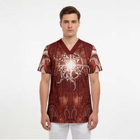 New Zealand Matariki Pohutukawa Scrub Top Maori Moko Red Galaxy