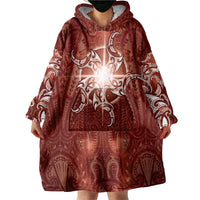 New Zealand Matariki Pohutukawa Wearable Blanket Hoodie Maori Moko Red Galaxy