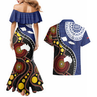 Samoa And Australia Together Couples Matching Mermaid Dress and Hawaiian Shirt Aboriginal Mix Polynesian