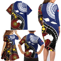 Samoa And Australia Together Family Matching Long Sleeve Bodycon Dress and Hawaiian Shirt Aboriginal Mix Polynesian