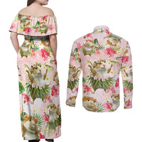Hawaii Guinea Hula Pig Couples Matching Off Shoulder Maxi Dress and Long Sleeve Button Shirt Funny Tropical Style LT05 - Polynesian Pride