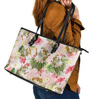 Hawaii Guinea Hula Pig Leather Tote Bag Funny Tropical Style