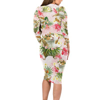 Hawaii Guinea Hula Pig Long Sleeve Bodycon Dress Funny Tropical Style LT05 - Polynesian Pride