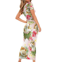 Hawaii Guinea Hula Pig Short Sleeve Bodycon Dress Funny Tropical Style LT05 - Polynesian Pride
