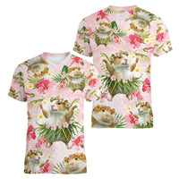 Hawaii Guinea Hula Pig Women V-Neck T-Shirt Funny Tropical Style LT05 - Polynesian Pride