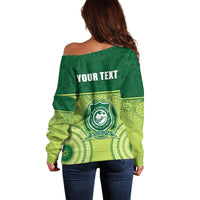 Personalised Ballantine Memorial School Off Shoulder Sweater With Fijian Tapa Pattern LT05 - Polynesian Pride