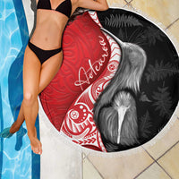 New Zealand Aotearoa Beach Blanket Kiwi Fern Maori Pattern Red Version