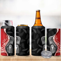 New Zealand Aotearoa 4 in 1 Can Cooler Tumbler Kiwi Fern Maori Pattern Red Version