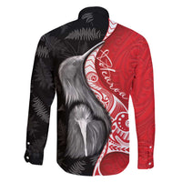 New Zealand Aotearoa Family Matching Tank Maxi Dress and Hawaiian Shirt Kiwi Fern Maori Pattern Red Version