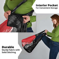 New Zealand Aotearoa Grocery Bag Kiwi Fern Maori Pattern Red Version