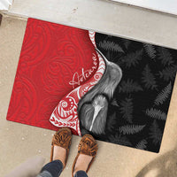 New Zealand Aotearoa Rubber Doormat Kiwi Fern Maori Pattern Red Version