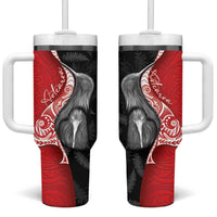 New Zealand Aotearoa Tumbler With Handle Kiwi Fern Maori Pattern Red Version