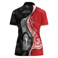 New Zealand Aotearoa Women Polo Shirt Kiwi Fern Maori Pattern Red Version
