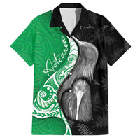 New Zealand Aotearoa Family Matching Summer Maxi Dress and Hawaiian Shirt Kiwi Fern Maori Pattern Green Version LT05 Dad's Shirt - Short Sleeve Green - Polynesian Pride