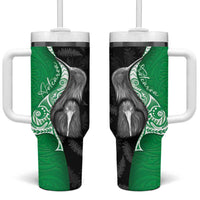 New Zealand Aotearoa Tumbler With Handle Kiwi Fern Maori Pattern Green Version