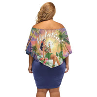 Aloha Hawaii Family Matching Off Shoulder Short Dress and Hawaiian Shirt Hula Martini Tropical Vibes - Polynesian Pride
