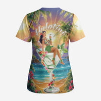 Aloha Hawaii Scrub Top Hula Martini Tropical Vibes - Polynesian Pride