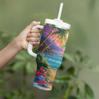Aloha Hawaii Tumbler With Handle Hula Martini Tropical Vibes - Polynesian Pride