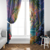 Aloha Hawaii Window Curtain Hula Martini Tropical Vibes - Polynesian Pride