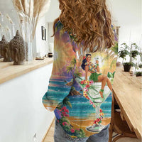 Aloha Hawaii Women Casual Shirt Hula Martini Tropical Vibes - Polynesian Pride