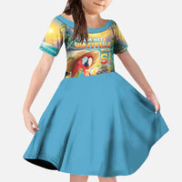 Hawaii Parrot Family Matching Off The Shoulder Long Sleeve Dress and Hawaiian Shirt Im Not Waiting Till 5 Oclock LT05 Daughter's Dress Colorful - Polynesian Pride