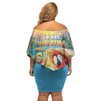 Hawaii Parrot Family Matching Off Shoulder Short Dress and Hawaiian Shirt Im Not Waiting Till 5 Oclock LT05 - Polynesian Pride