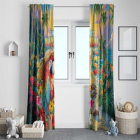 Hawaii Parrot Window Curtain Im Not Waiting Till 5 Oclock - Polynesian Pride