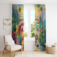 Hawaii Parrot Window Curtain Im Not Waiting Till 5 Oclock - Polynesian Pride