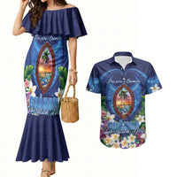Guam Liberation Day Couples Matching Mermaid Dress and Hawaiian Shirt Pas Para I Chamoru LT05 Navy - Polynesian Pride