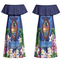 Guam Liberation Day Couples Matching Off Shoulder Maxi Dress and Long Sleeve Button Shirt Pas Para I Chamoru LT05 - Polynesian Pride