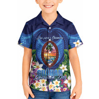 Guam Liberation Day Kid Hawaiian Shirt Pas Para I Chamoru LT05 Kid Navy - Polynesian Pride