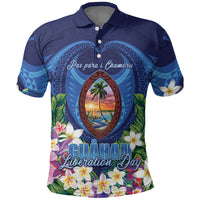 Guam Liberation Day Polo Shirt Pas Para I Chamoru LT05 Navy - Polynesian Pride