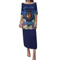 Guam Liberation Day Puletasi Pas Para I Chamoru LT05 Long Dress Navy - Polynesian Pride