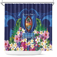 Guam Liberation Day Shower Curtain Pas Para I Chamoru LT05 Navy - Polynesian Pride