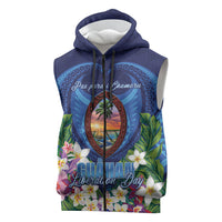 Guam Liberation Day Sleeveless Zip Hoodie Pas Para I Chamoru LT05 Navy - Polynesian Pride