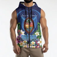 Guam Liberation Day Sleeveless Zip Hoodie Pas Para I Chamoru LT05 - Polynesian Pride