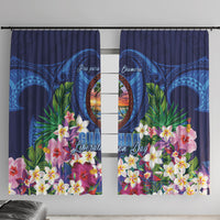 Guam Liberation Day Window Curtain Pas Para I Chamoru LT05 With Hooks Navy - Polynesian Pride