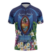 Guam Liberation Day Zipper Polo Shirt Pas Para I Chamoru LT05 Navy - Polynesian Pride