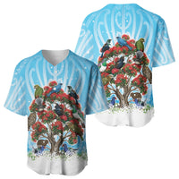 New Zealand Birds Christmas Baseball Jersey Pohutukawa Xmas Tree LT05 - Polynesian Pride