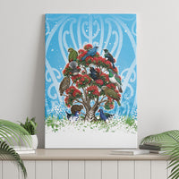 New Zealand Birds Christmas Canvas Wall Art Pohutukawa Xmas Tree LT05 - Polynesian Pride