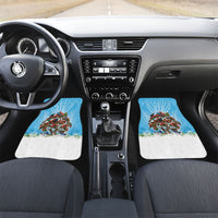 New Zealand Birds Christmas Car Mats Pohutukawa Xmas Tree LT05 Set 2pcs - Front Blue - Polynesian Pride