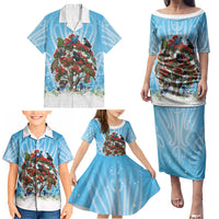 New Zealand Birds Christmas Family Matching Puletasi and Hawaiian Shirt Pohutukawa Xmas Tree LT05 - Polynesian Pride