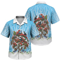 New Zealand Birds Christmas Family Matching Puletasi and Hawaiian Shirt Pohutukawa Xmas Tree LT05 Son's Shirt Blue - Polynesian Pride