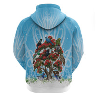 New Zealand Birds Christmas Hoodie Pohutukawa Xmas Tree LT05 - Polynesian Pride
